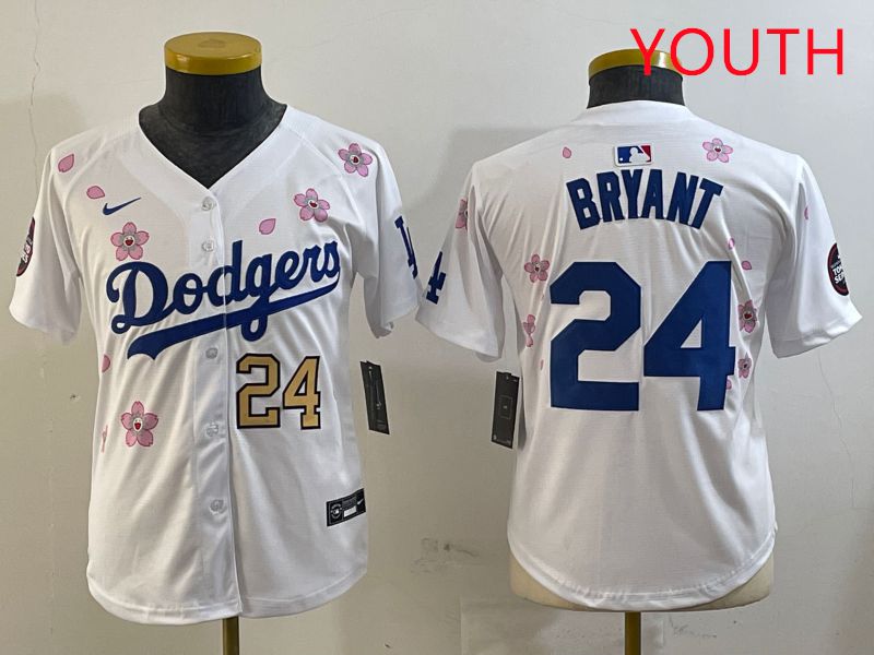 Youth Los Angeles Dodgers #24 Bryant White Sakura Edition 2025 Nike MLB Jersey style 7